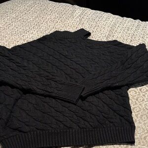 For The Republic Black Cable Knit Sweater